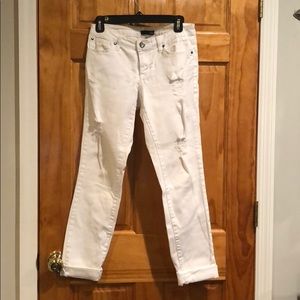 Aqua ripped white cropped jeans size 27